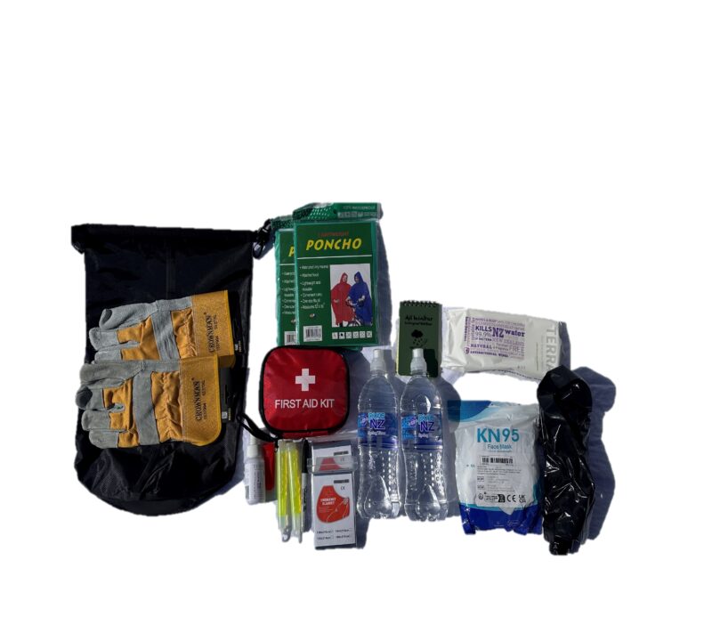 Emergency items in a 2 person dry bag